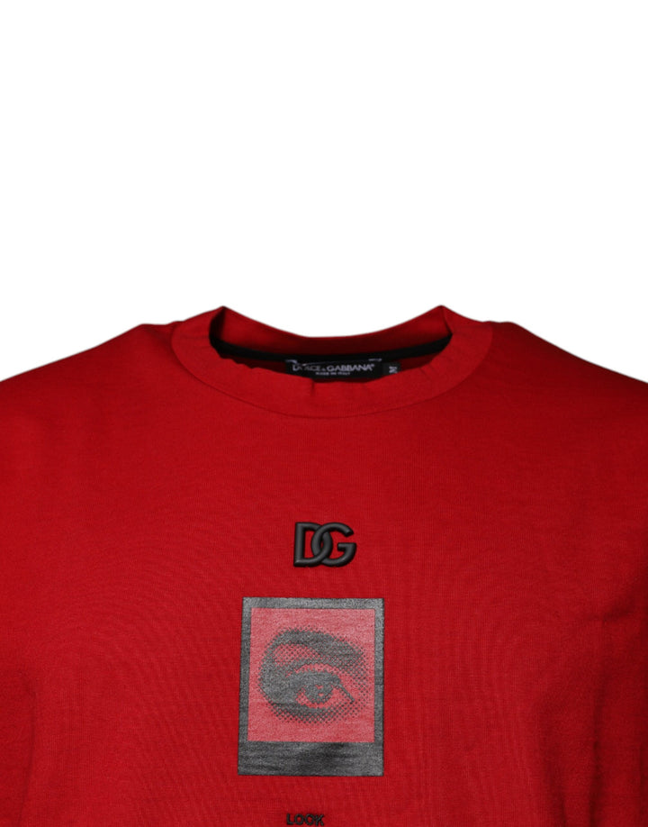 Dolce &amp; Gabbana Red DG Eye Cotton Crew Neck T-shirt