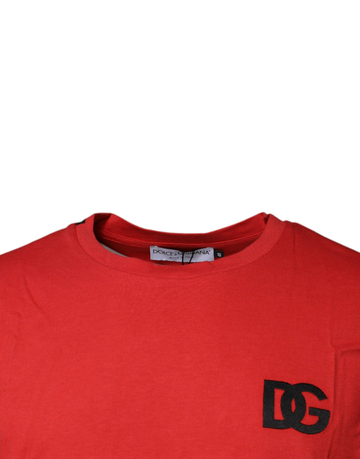 Dolce &amp; Gabbana Red DG Logo Cotton Crew Neck T-shirt