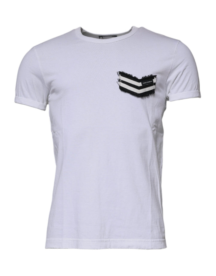 Dolce &amp; Gabbana White Stripes Crew Neck Short Sleeves T-shirt