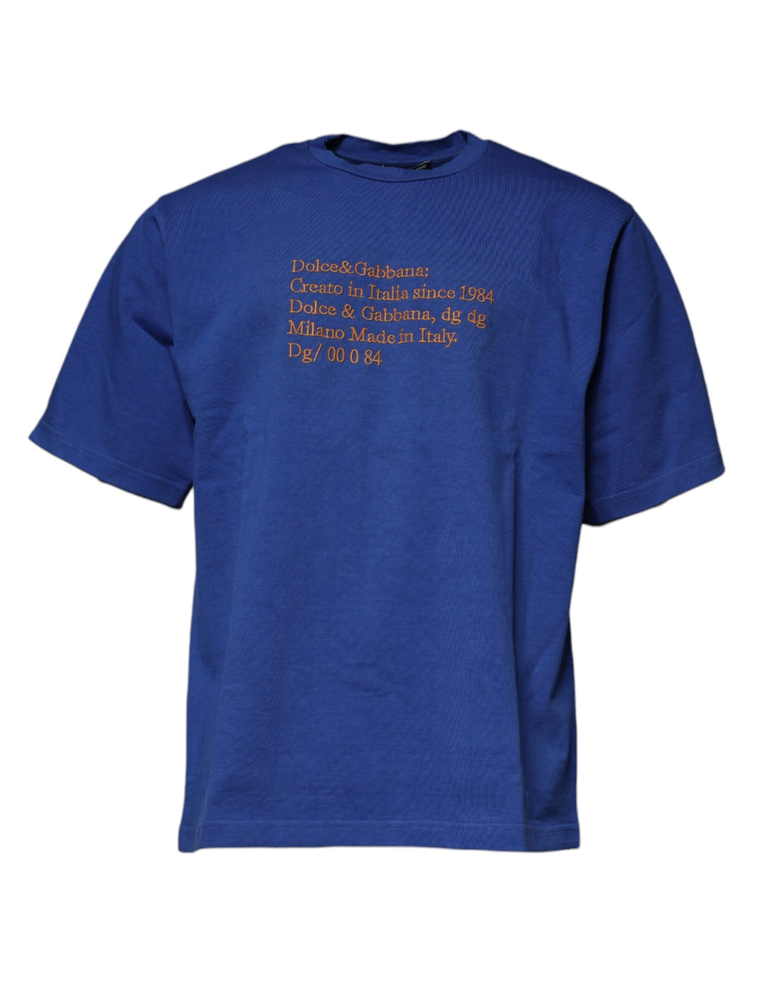 Dolce &amp; Gabbana Blue Graphic Print Cotton Crew Neck T-shirt