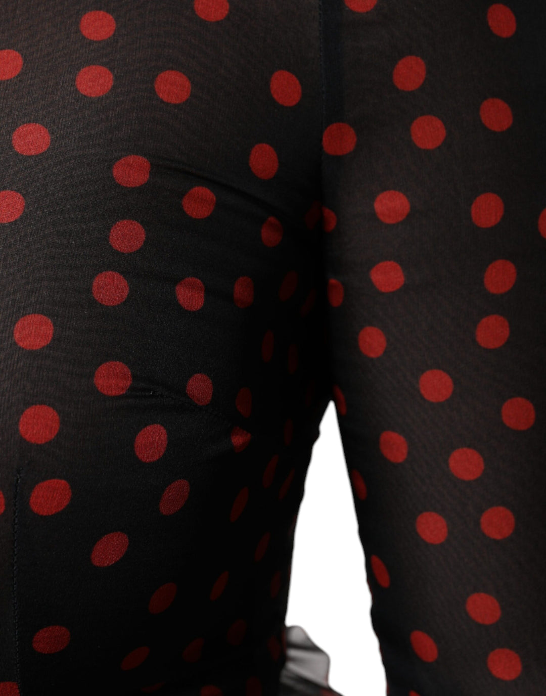 Dolce &amp; Gabbana Black Red Polka Dot Silk Layered Midi Dress