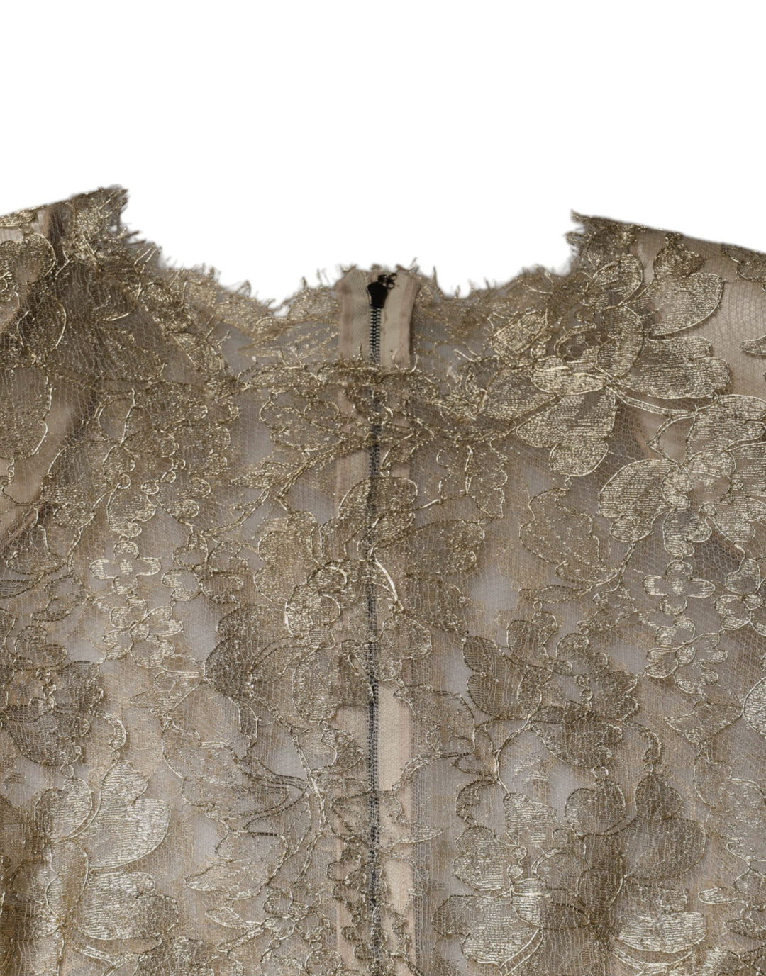 Dolce &amp; Gabbana Gold Floral Lace A-line Sheath Mini Dress