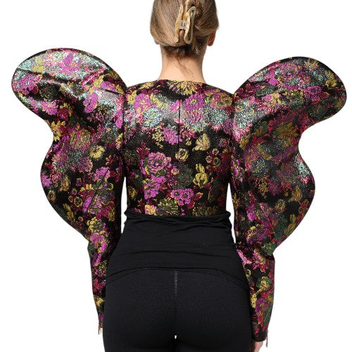 Dolce &amp; Gabbana Multicolor Floral Jacquard Cropped Jacket