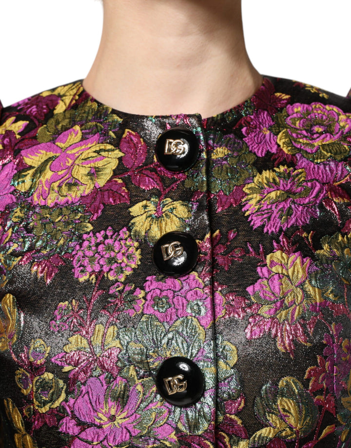 Dolce &amp; Gabbana Multicolor Floral Jacquard Cropped Jacket