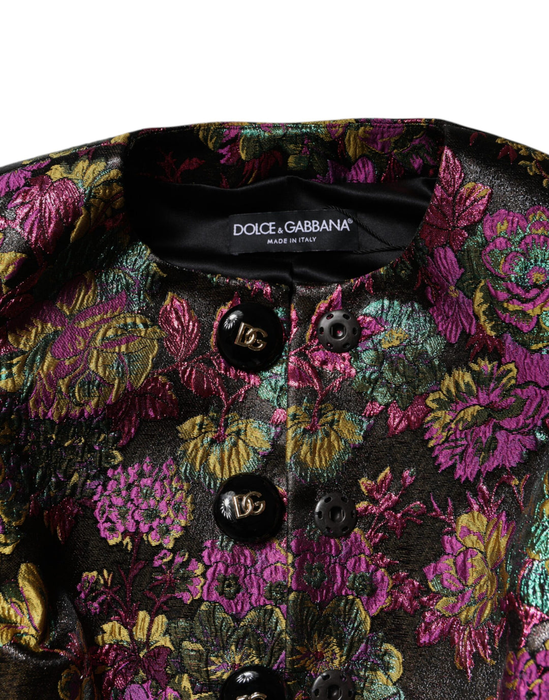 Dolce &amp; Gabbana Multicolor Floral Jacquard Cropped Jacket