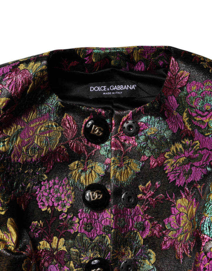 Dolce &amp; Gabbana Multicolor Floral Jacquard Cropped Jacket