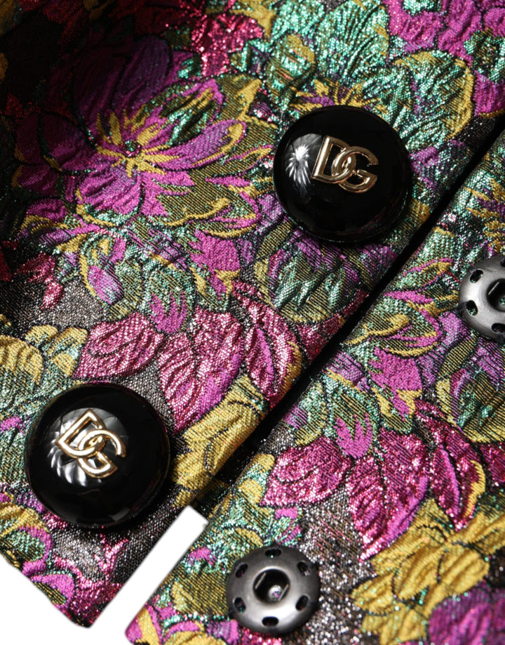 Dolce &amp; Gabbana Multicolor Floral Jacquard Cropped Jacket