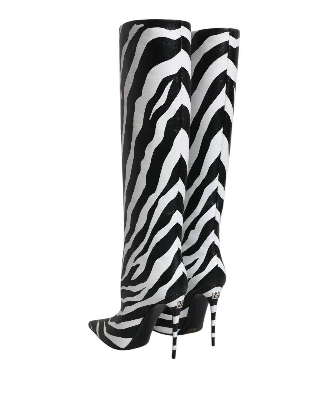 Bottes hautes à talons zébrés noires et blanches Dolce &amp;amp; Gabbana