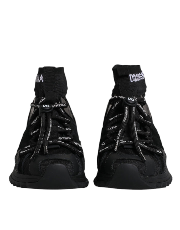 Dolce &amp; Gabbana Black Sorrento Socks Logo Sneakers Shoes