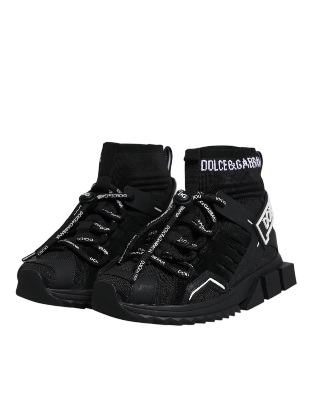 Dolce &amp; Gabbana Black Sorrento Socks Logo Sneakers Shoes