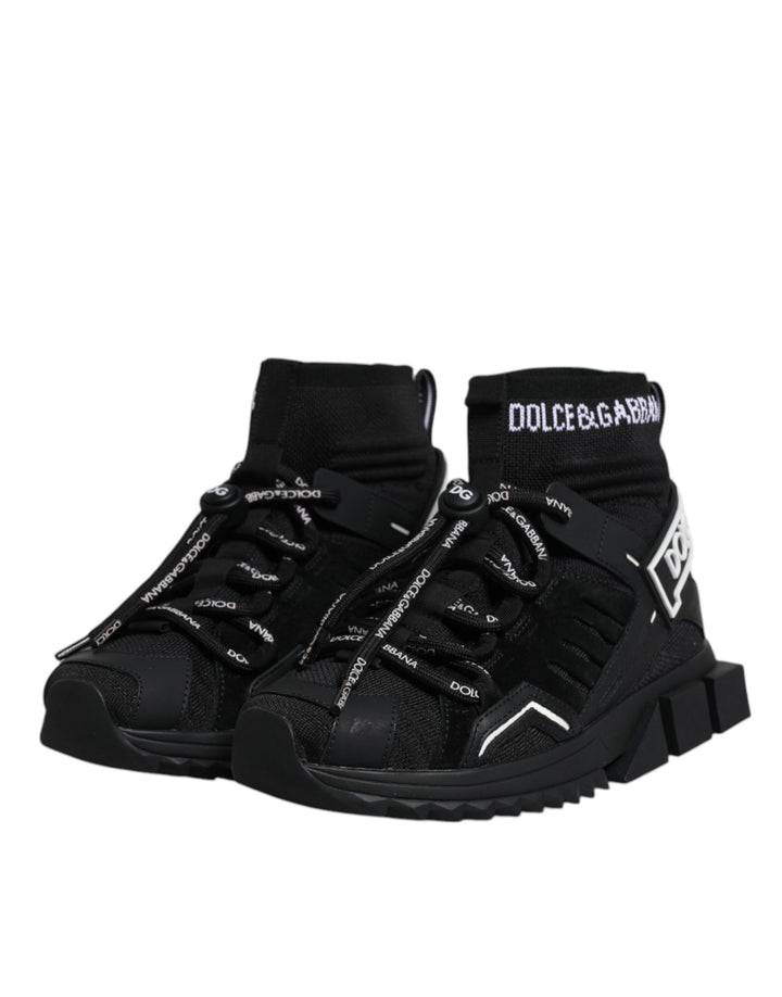 Dolce &amp; Gabbana Black Sorrento Socks Logo Sneakers Shoes