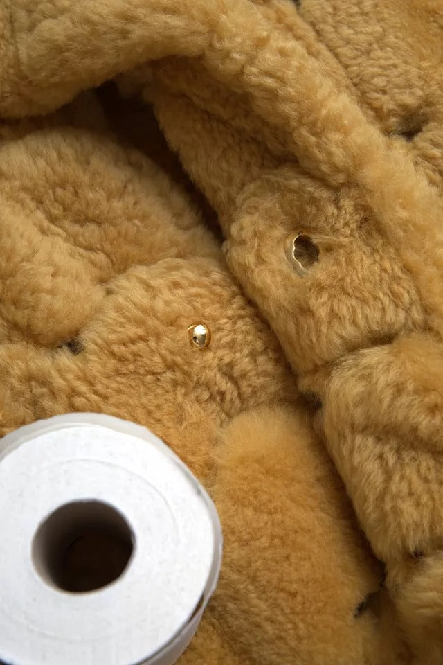 Bottega Veneta - Manteau long en laine jaune Teddy