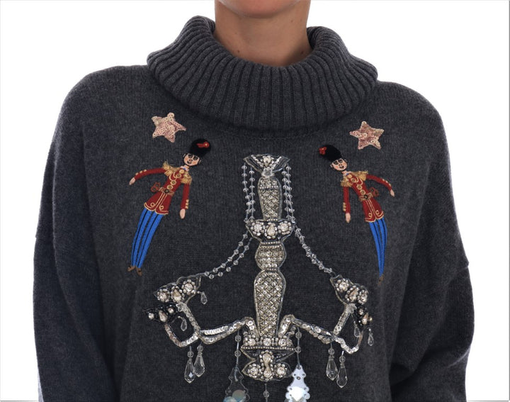 Dolce &amp; Gabbana Fairy Tale Crystal Gray Cashmere Sweater