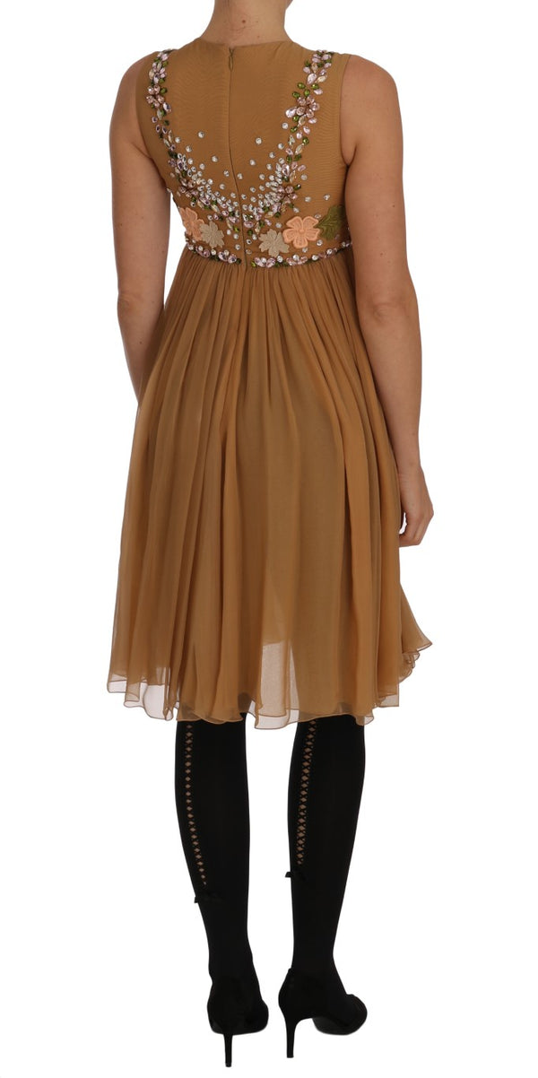 Dolce & Gabbana Crystal Silk Gold A-Line Gown Dress women’s dress
