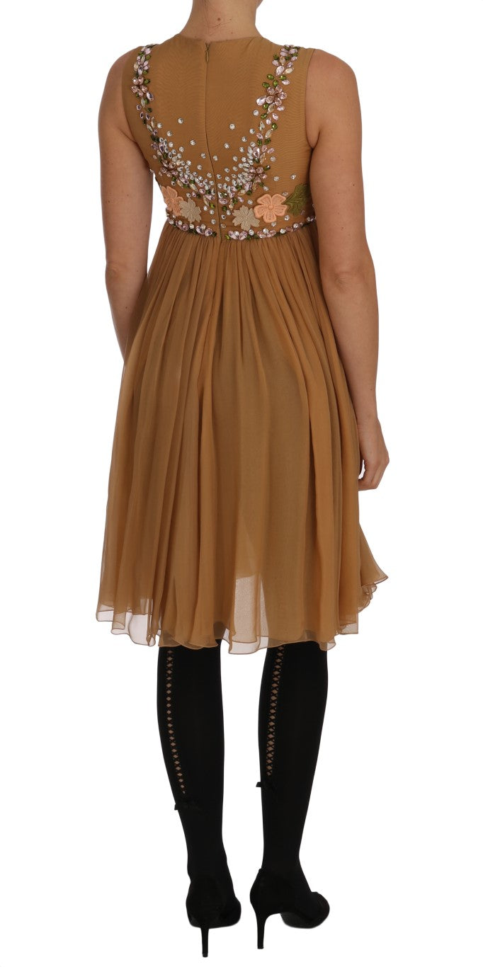 Dolce &amp; Gabbana Crystal Silk Gold A-Line Gown Dress women’s dress