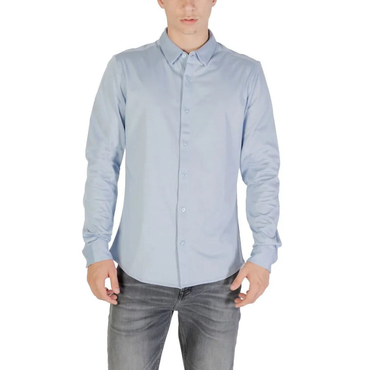 Only & Sons Blue Cotton Dress Shirt