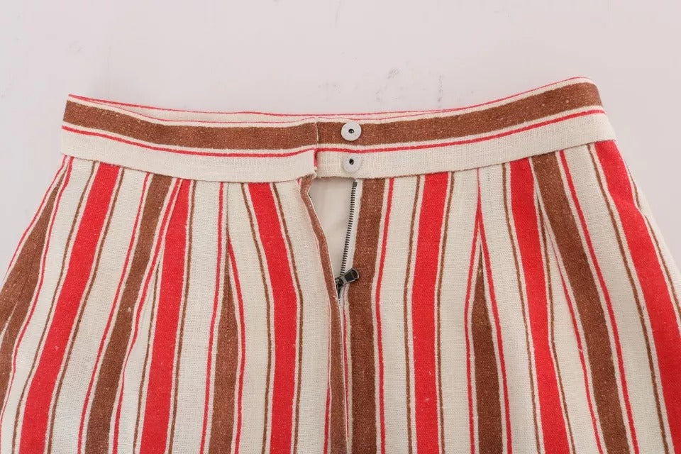 Dolce &amp; Gabbana Multicolor Portofino Stripes Cotton Midi Skirt