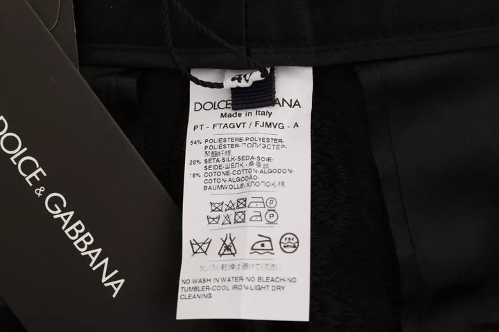 Dolce &amp; Gabbana Black Floral Brocade High Waist Pants