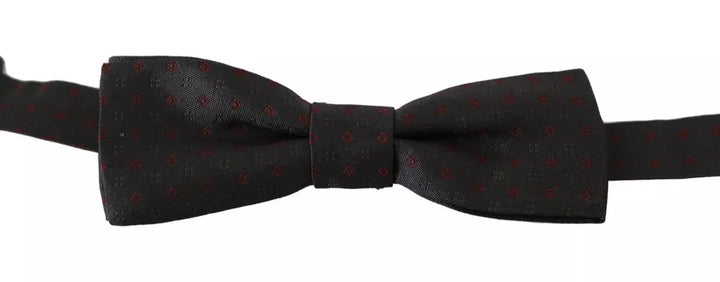 Dolce &amp; Gabbana Gray Dotted Silk Adjustable Neck Bow Tie