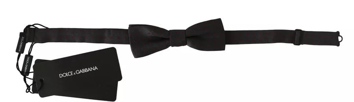 Dolce &amp; Gabbana Gray Dotted Silk Adjustable Neck Bow Tie