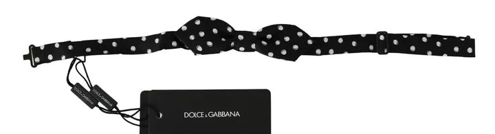 Dolce &amp; Gabbana Black Polka Dots Adjustable Neck Bow Tie