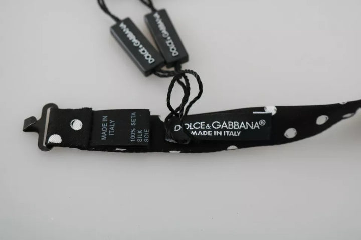 Dolce &amp; Gabbana Black Polka Dots Adjustable Neck Bow Tie