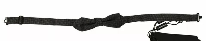 Dolce &amp; Gabbana Gray Pattern Silk Adjustable Neck Bow Tie