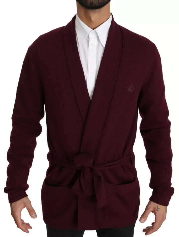 Dolce &amp; Gabbana Bordeaux Cashmere Crown Cardigan Sweater