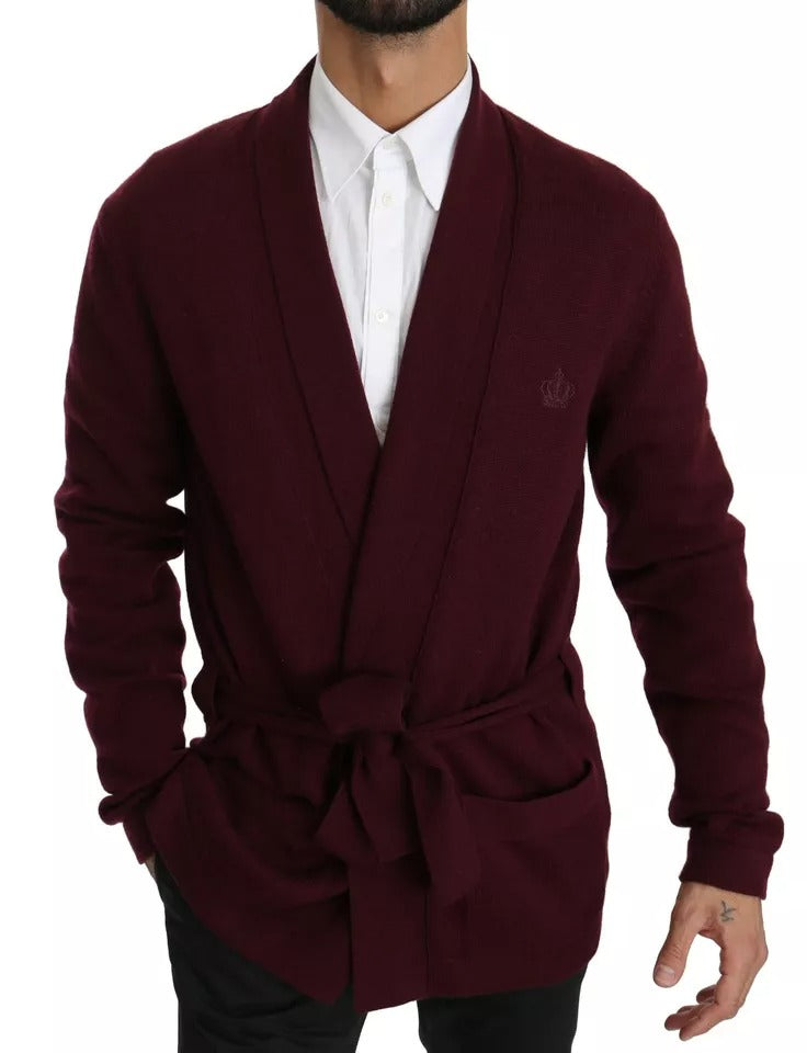 Dolce &amp; Gabbana Bordeaux Cashmere Crown Cardigan Sweater