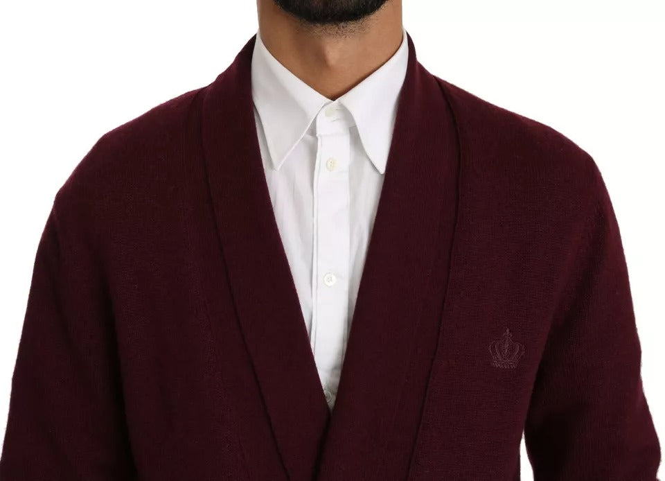 Dolce &amp; Gabbana Bordeaux Cashmere Crown Cardigan Sweater