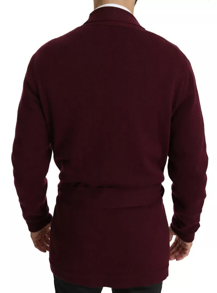 Dolce &amp; Gabbana Bordeaux Cashmere Crown Cardigan Sweater