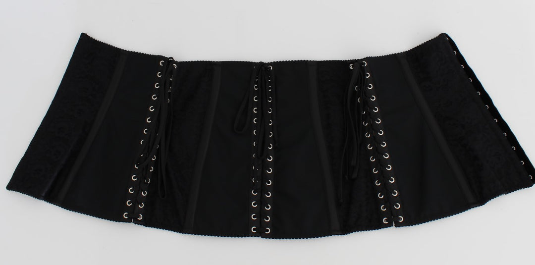 Dolce &amp; Gabbana Black Stretch Corset Waist Strap Belt