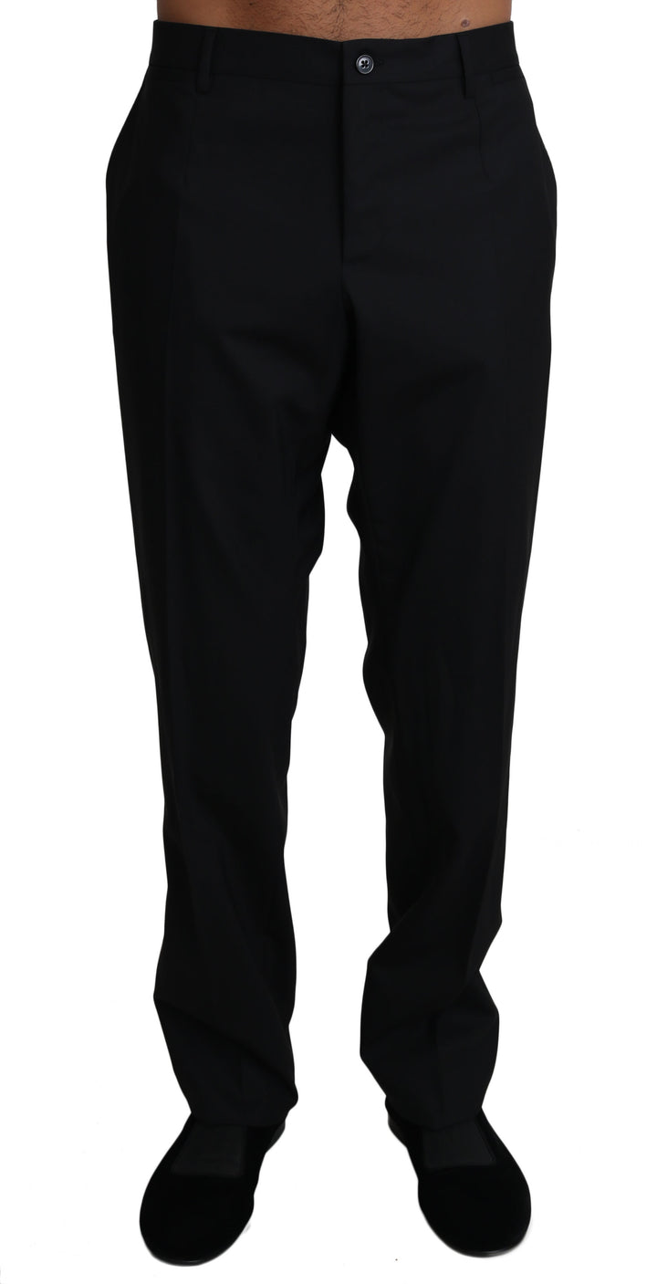 Dolce &amp; Gabbana Black Wool Stretch Dress Trousers Pants