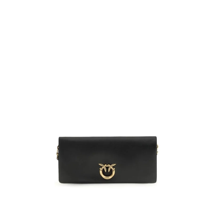 PINKO Black Calf Leather Bos Taurus Clutch Bag