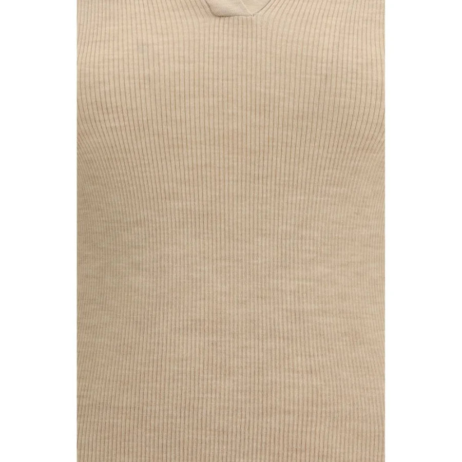 Max Mara Beige Fleece Wool Polo Shirt