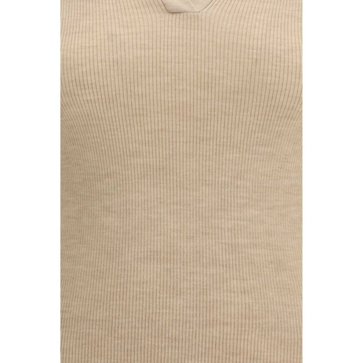 Max Mara Beige Fleece Wool Polo Shirt