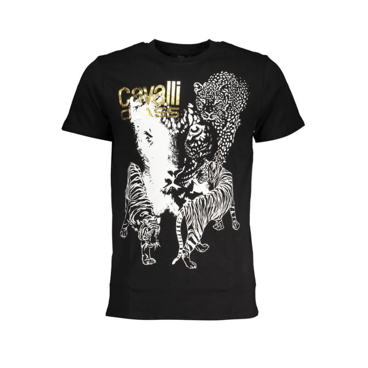 Cavalli Class Nero Cotton Men T-Shirt