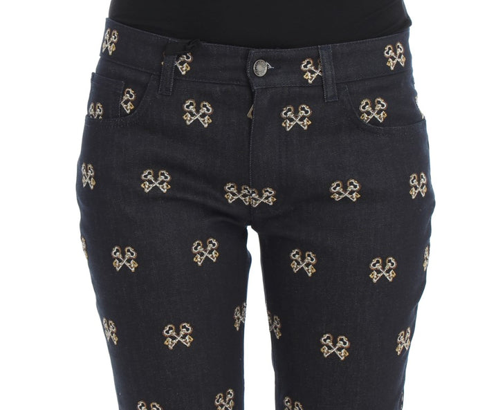 Dolce &amp; Gabbana Blue Key Embroidered Slim Fit KATE Jeans