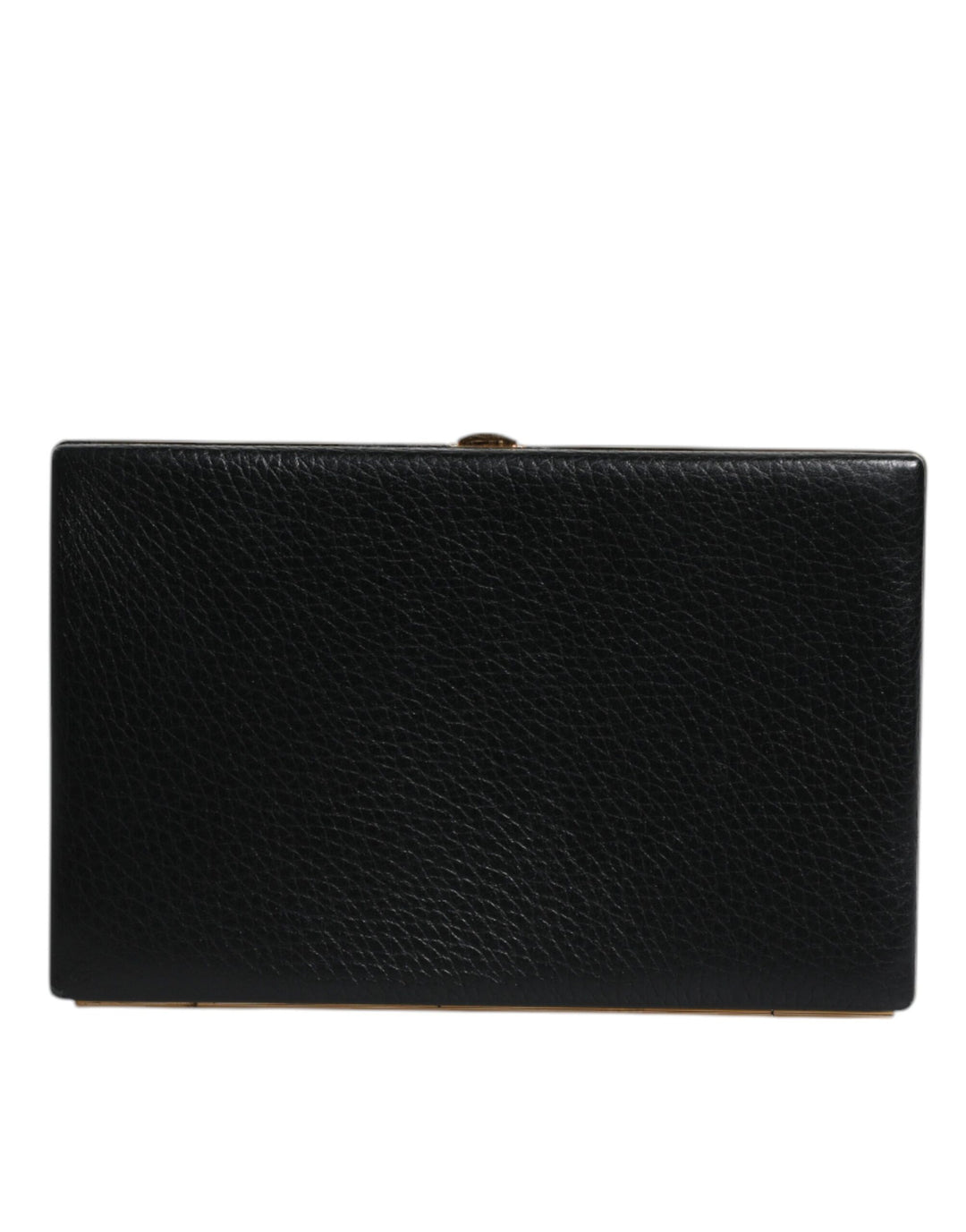 Dolce &amp; Gabbana Black Leather Gold Frame Clutch Evening Party Purse Bag