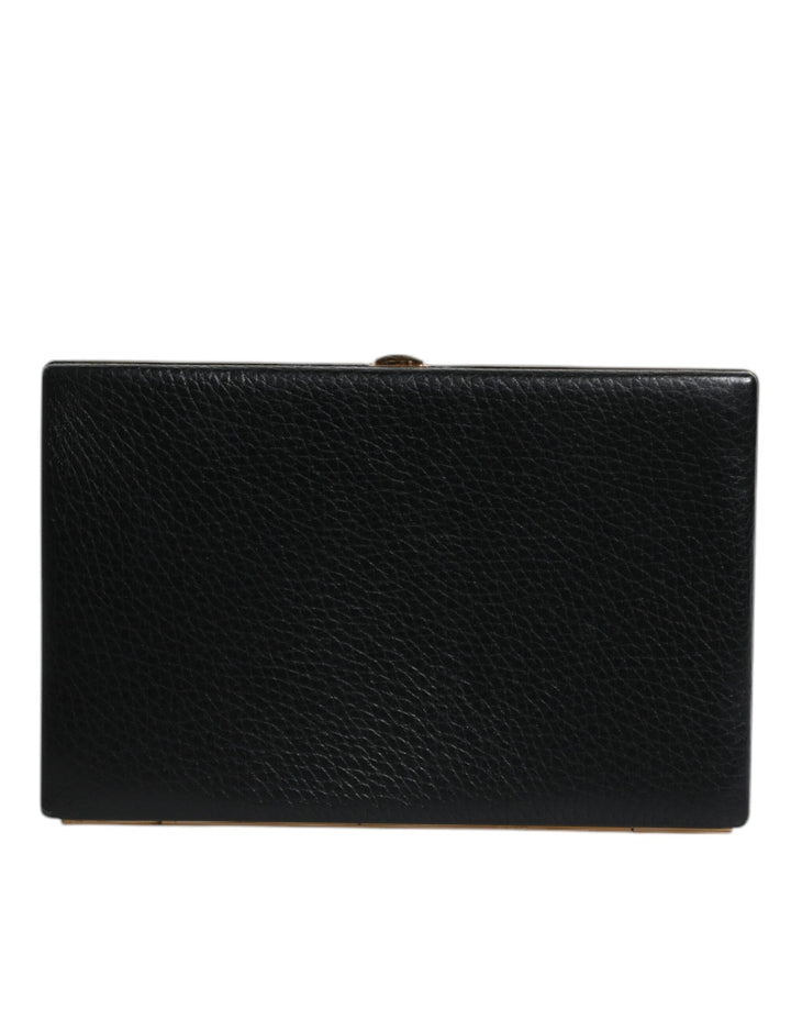 Dolce &amp; Gabbana Black Leather Gold Frame Clutch Evening Party Purse Bag