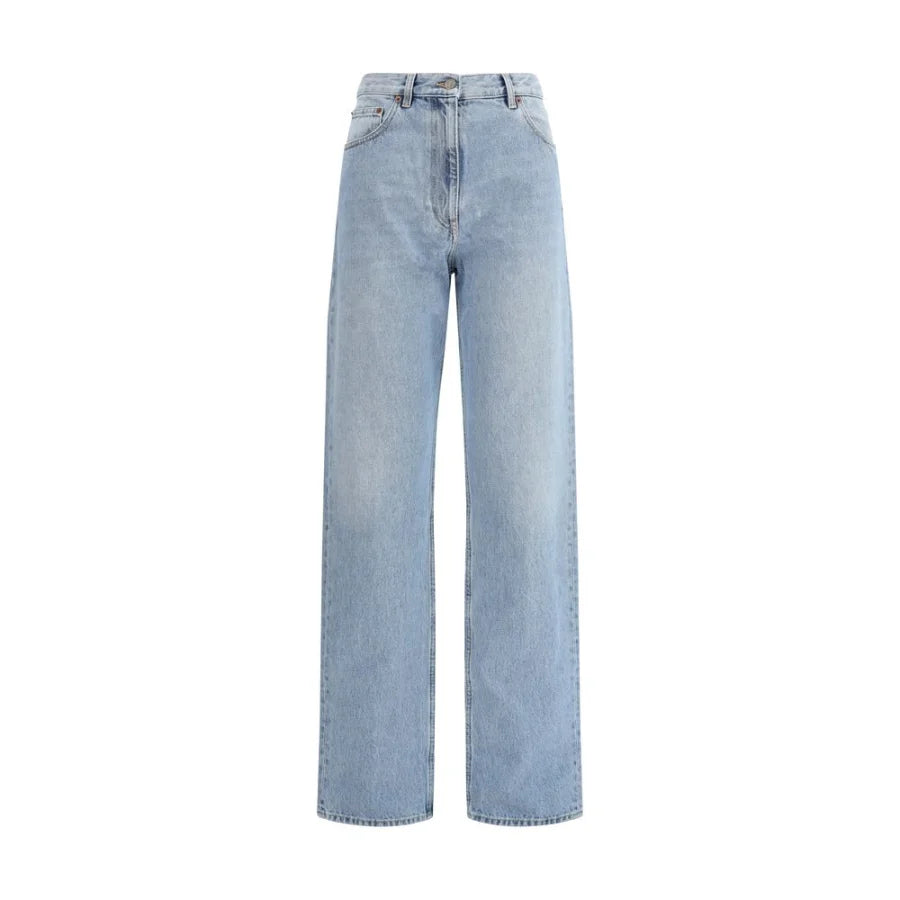 Valentino Blue Cotton High-Waisted Jean