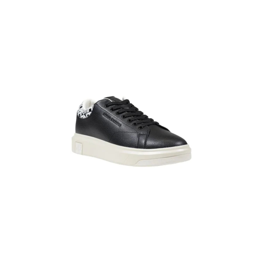 Armani Exchange Black And White Leather Low Top Sneakers