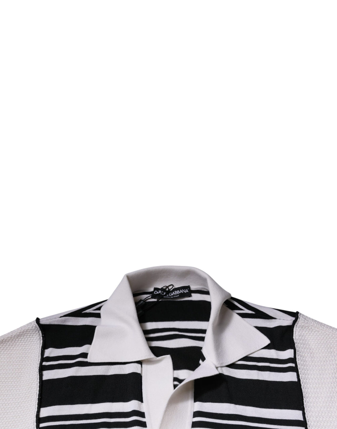 Dolce &amp; Gabbana Black White Stripes Collared Polo T-shirt