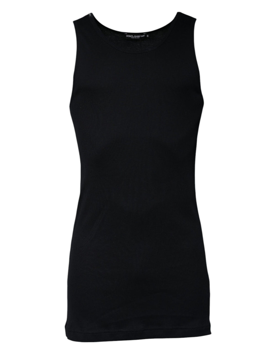 Dolce &amp; Gabbana Black Cotton Sleeveless Round Neck Tank T-shirt