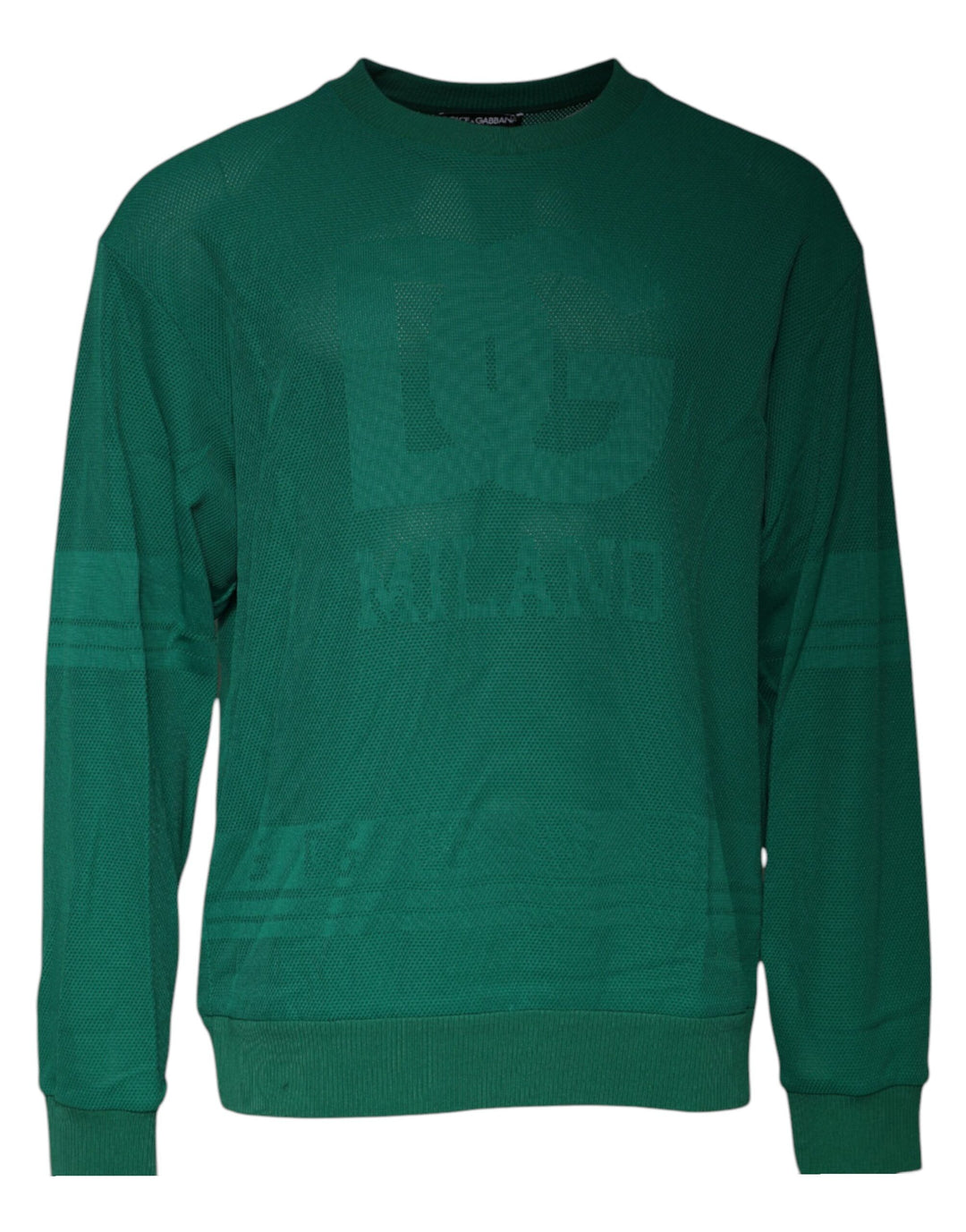 Dolce &amp; Gabbana Green Logo Nylon Crew Neck Pullover Sweater