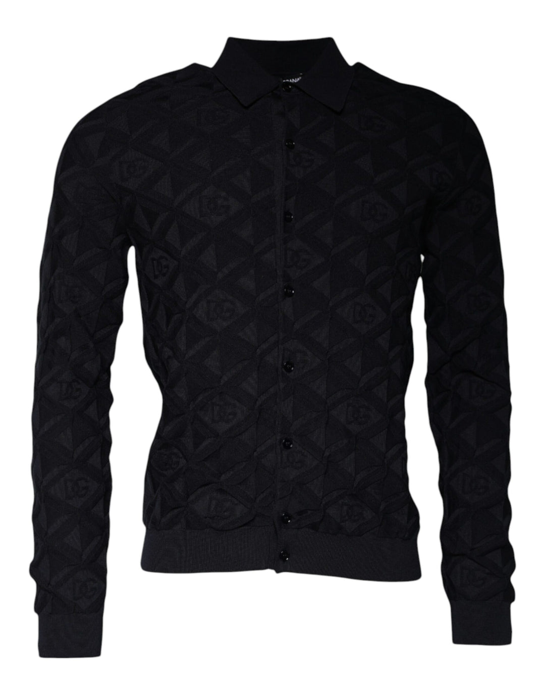 Dolce &amp; Gabbana Black Silk Crew Neck Men Cardigan Sweater