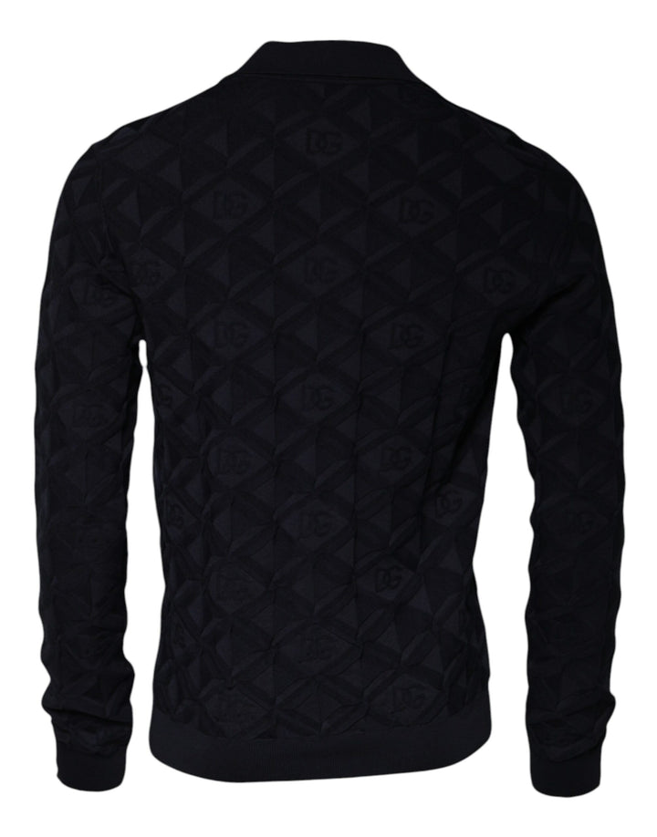Dolce &amp; Gabbana Black Silk Crew Neck Men Cardigan Sweater