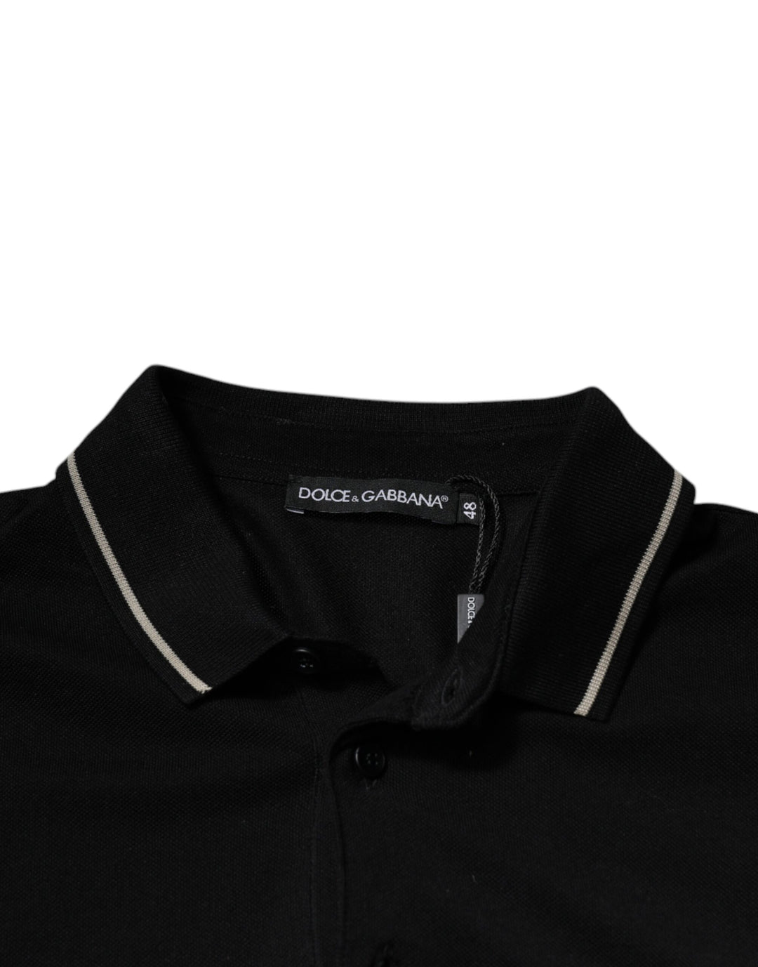 Dolce &amp; Gabbana Black White Cotton Short Sleeves Polo T-shirt