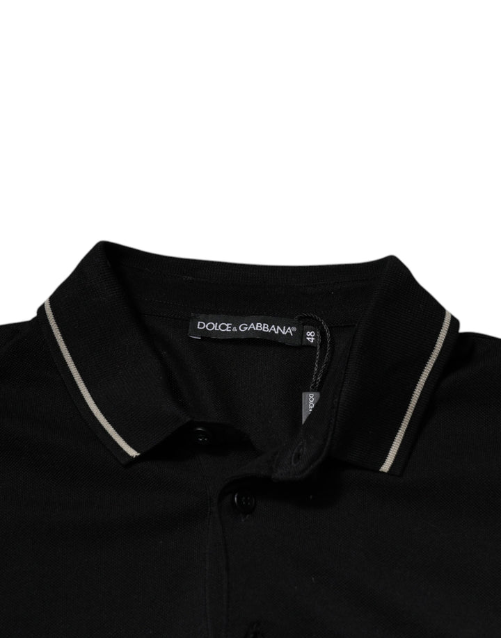 Dolce &amp; Gabbana Black White Cotton Short Sleeves Polo T-shirt