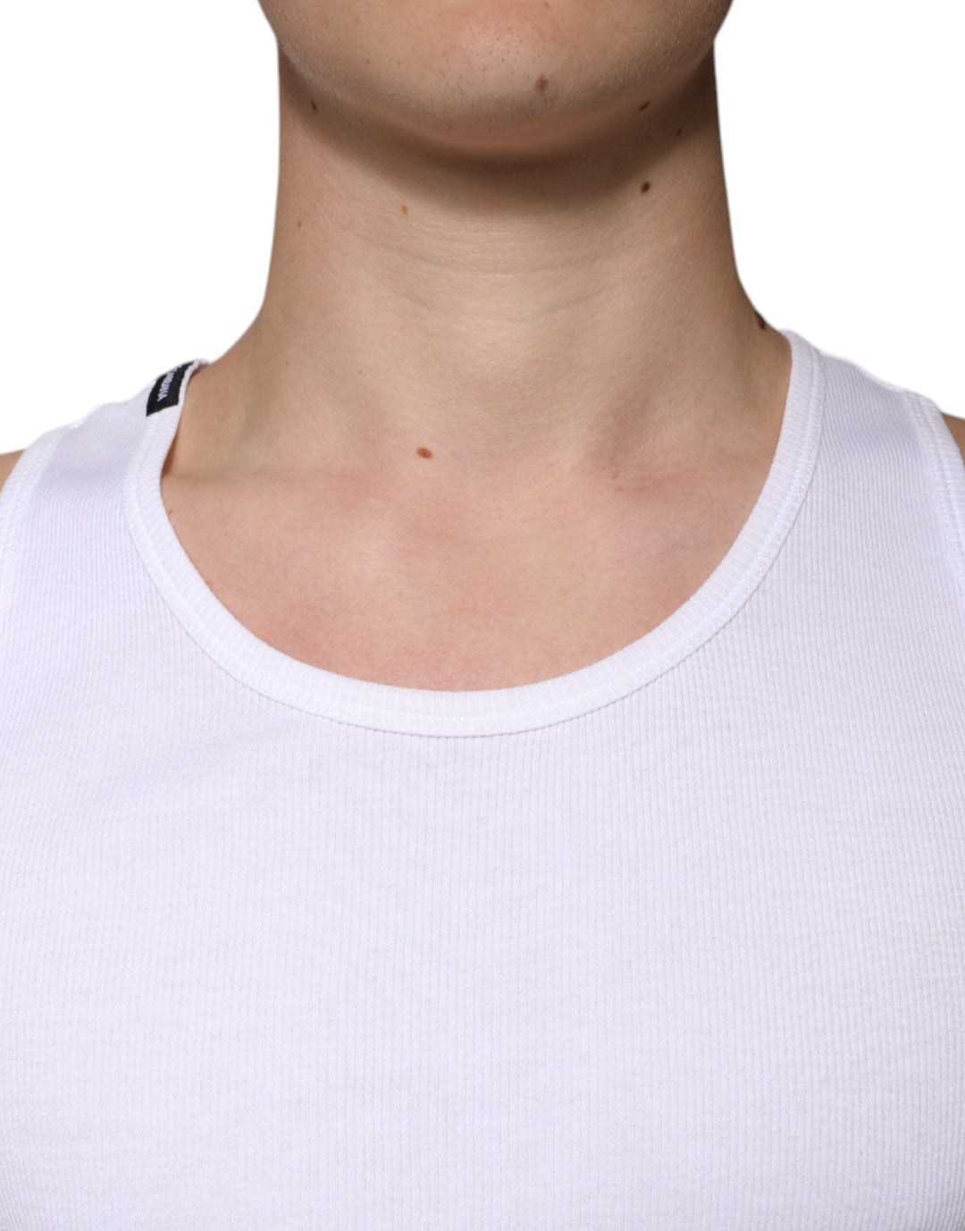 Dolce &amp; Gabbana White Cotton Sleeveless Round Neck Tank T-shirt